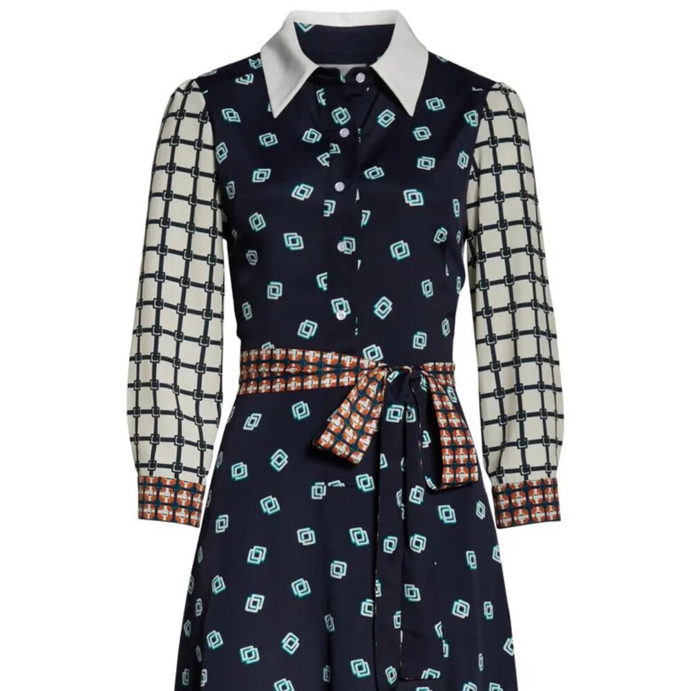 Eliza J Geo Printed Belted Shirtdress